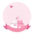 A love letter circle shape template. Lovely cute wish list with cat and hearts.
